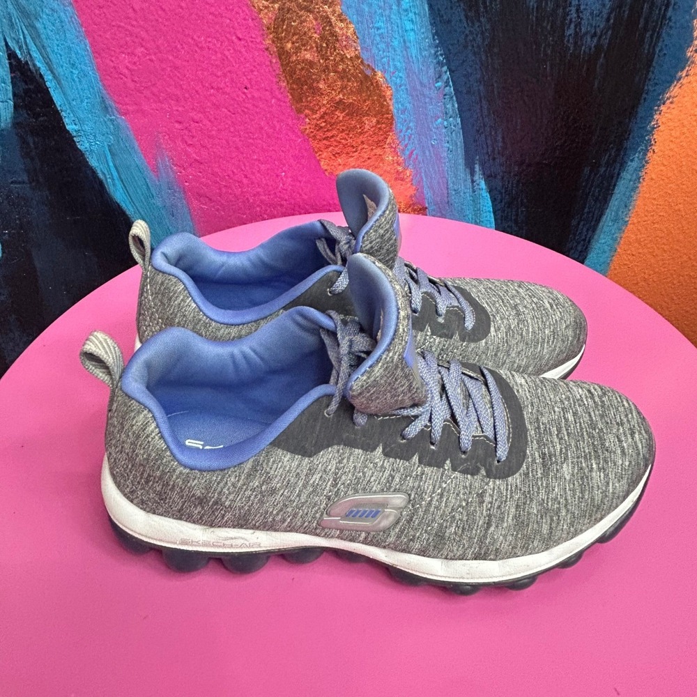 Skechers Womens 7 Skech-Air Lightweight Gray Blue Sneakers 12043 EUC